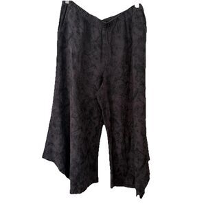 Focus Casual Life Linen Wide Leg Cropped Pants Women's Sz XL Langen Look Boho